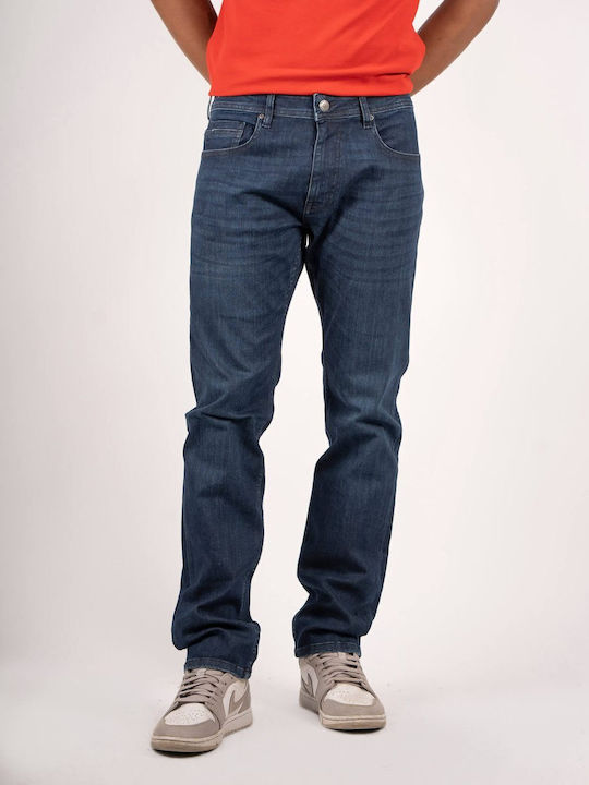Men's Elastic Jeans Pants with Regular Fit Dark Blue
