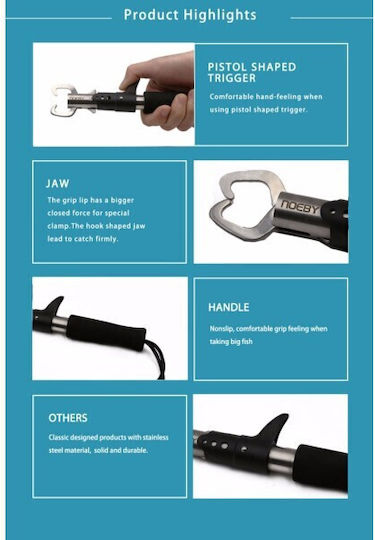 Noeby 22cm Fishing Gripper Portable Stainless Steel Fish Lip Controller Handle Grab Fishing Tackle Plier Holder Fishing Tool