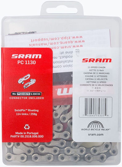 Sram Cn Pc1130 114li W Pwr.lck 11s 1 Grey Bicycle Chain