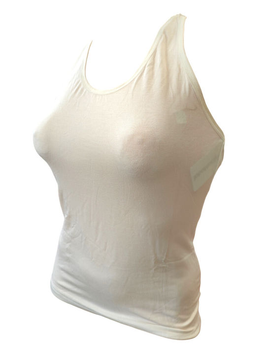 Sleeveless White Women's Undershirt with Racer Back