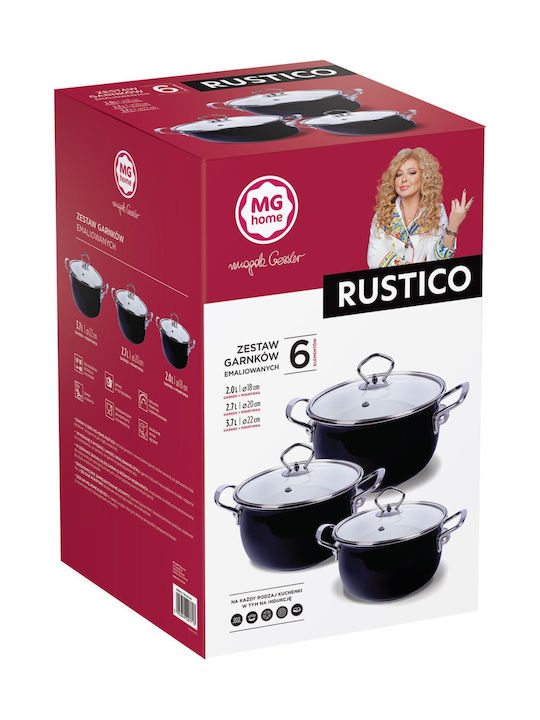 Mg Home Rustico Set De Oale Din Oțel Inoxidabil Cu Acoperire Interioară Emailată 3 Piese