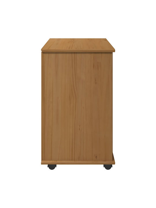 Office Cabinet Made of Solid Wood with Wheels & Drawers Brown 63.5x39x65.5cm