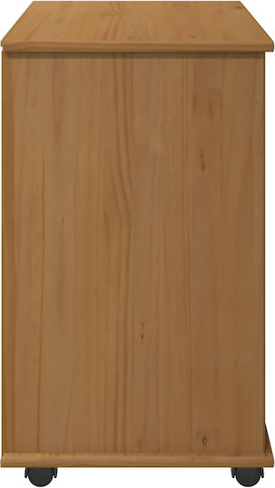 Office Storage Drawer from Solid Wood with Wheels Brown 63.5x39x65.5cm