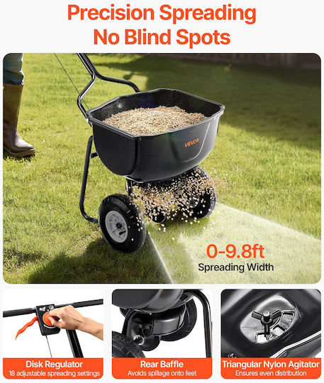 Vevor TCSBJ60LBSPZF8R6S001V0 Wheeled Seed/Fertilizer Distributor with Capacity 27.22kg