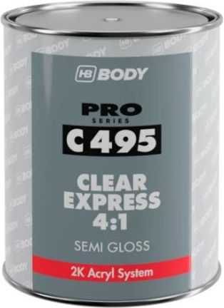 HB Body C495 Clear Express 4:1 Лак за повърхност 2 Компоненти На база разтворител Безцветен Сатен 1лт