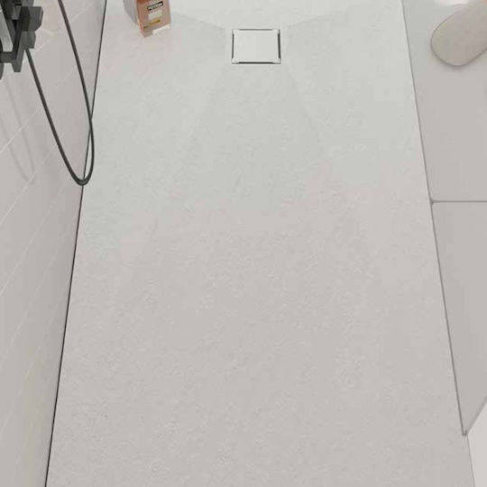 Tema Ορθογώνια Inox Ντουζιέρα 80x100cm GLASS STONE WHITE