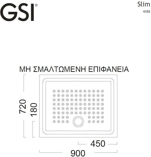 GSI Rectangulară Duș ceramic 90x70cm Albă