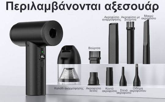 Suflantă de Aer Aspirator Portabil Îndepărtare Prafului de pe PC Aer Condiționat Lanternă LED 7 Duze 3 Viteze 90000 Rpm Baterie 7500 Mah