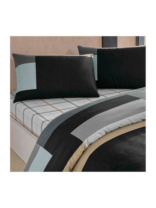 Tac Set Huse Pentru Pilote 100% Bumbac 200x220cm Dublă Cu 2 Fețe De Pernă & 1 Cearceaf Antracit