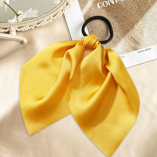 Elastic Scarf Hair Ribbon In Satin Solid Yellow