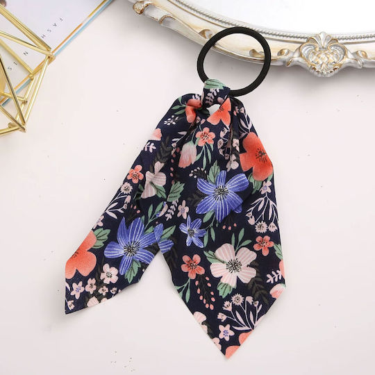 Elastisches Haargummi Mit Blumenmuster In Samt Romantisch Schwarz