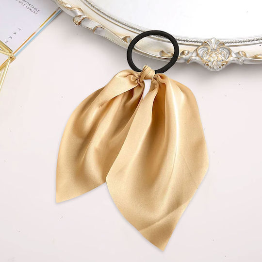 Elastisches Haargummi Aus Samt Uni Beige