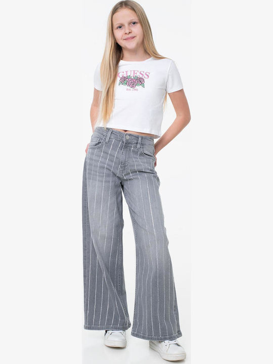 Kids Crop Top Short-Sleeved White J6ri06
