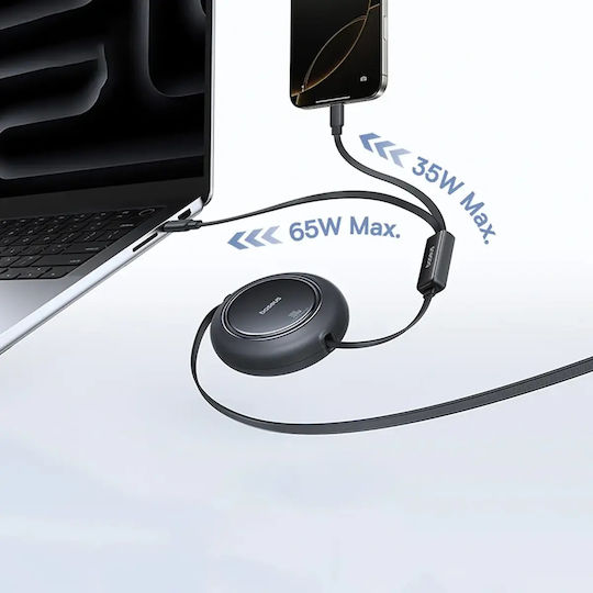 Baseus Подвижен USB към Type-C Кабел Черен 1.2m E0415504