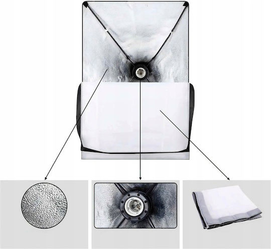 Set 2 Softboxuri Zola Lumină Continuă 5500 K 2 Becuri 30w 50x70 Cm Trepied Reglabil 95-200 Cm Filet 1/4" Aluminiu ABS Negru