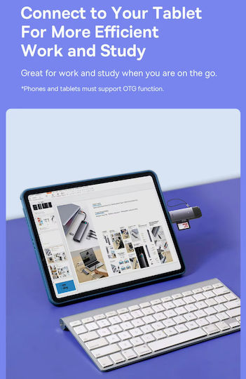 Baseus Cititor Carduri Compatibil Micro SD SD TF USB 3.0 USB Type-C Capacitate Citire Până la 128 GB Gri