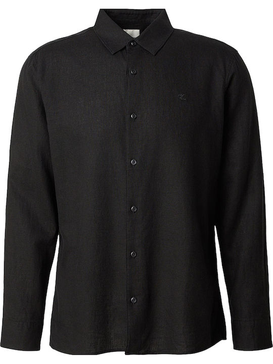 Long Sleeve Linen Shirt Black