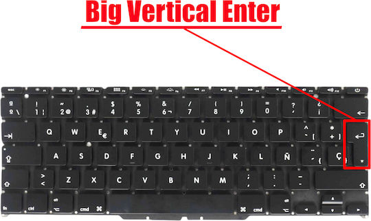 Spanish Laptop Keyboard for Apple Macbook Air 11'' A1370 A1465 MC505 MC506 MC968 MD223 MD224 MD711 MC969 MD712 661-6072 661-5739 069-7004-a ES No Frame Backlit Black Code 40166esnofrbl