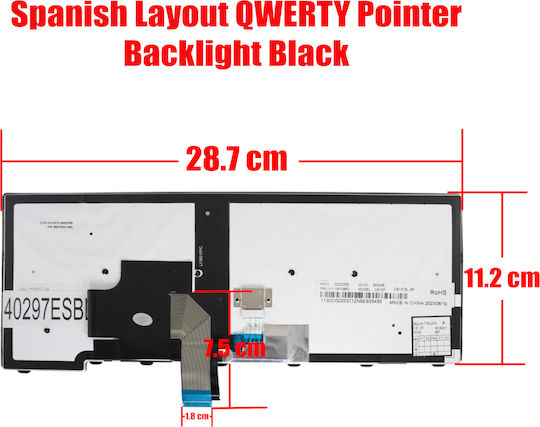 Испанска Клавиатура За Лаптоп Lenovo Thinkpad T440 20b7 T440s 20ar T440p 20aw T450 20dj T460 20fn L440 20as 01en471 04x0264 04y0824 04y0862 0c02253 Cs13tbl-sp Es С Pointer Задно Осветяване Черна Код 40297esbl