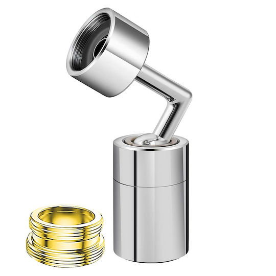 Avizar 720-Grad Doppelachse Drehbare Spritzfilter Wasserhahn Doppelstrahl Anti-Spritz Silber