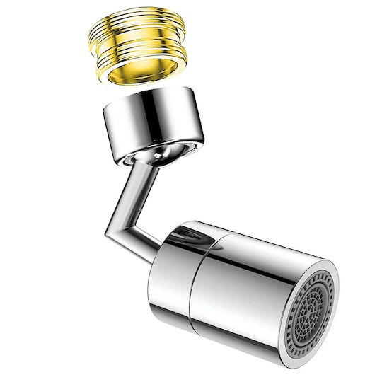 Avizar Aerator Robinet Rotativ 720 de Grade cu Dublă Axă Dublu Jet Anti-stropire Argintiu