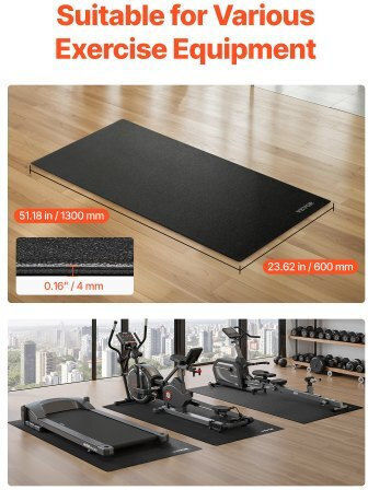 Vevor Gym Exercise Equipment Floor Mat Black 60x130x0.4cm