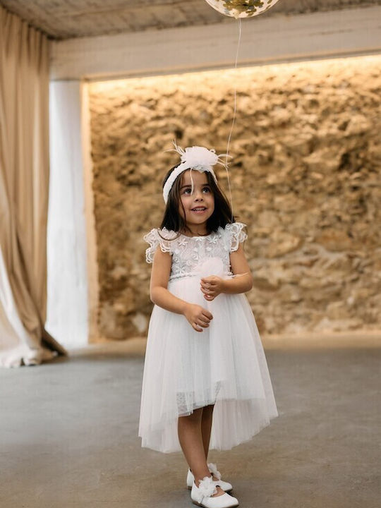 Aslanis Baby White Baptism Dress with Lace