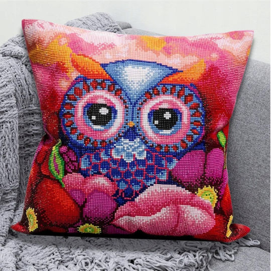 Husă De Pernă Mozaic Decorativ Pentru Pictură Cu Diamante Zola Design Abstract Bufniță Tavă Aplicator Diamante 30 X 30 Cm