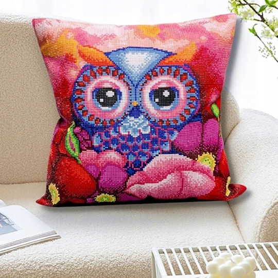 Husă De Pernă Mozaic Decorativ Pentru Pictură Cu Diamante Zola Design Abstract Bufniță Tavă Aplicator Diamante 30 X 30 Cm