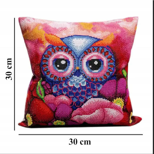 Husă De Pernă Mozaic Decorativ Pentru Pictură Cu Diamante Zola Design Abstract Bufniță Tavă Aplicator Diamante 30 X 30 Cm