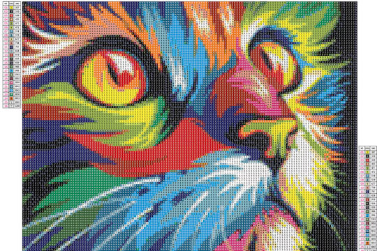 Broderie Mozaic cu Diamante Zola Design Abstract Pisică 30 X 40 Cm