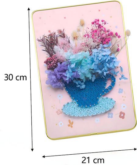 Set Creativ De Broderie Artă Cu Sfoară Zola Lumini Led Placă Din Lemn Perforată Suport Sfori Colorate Model Floare Cupă 21 X 30 Cm