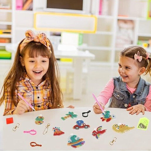 Set Breloc Mozaic Diamant Zola 15 Modele Dinozauri Pentru Copii Pietre Colorate Autocolante Multicolore