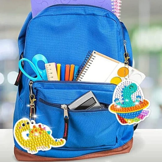Set Breloc Mozaic Diamant Zola 15 Modele Dinozauri Pentru Copii Pietre Colorate Autocolante Multicolore