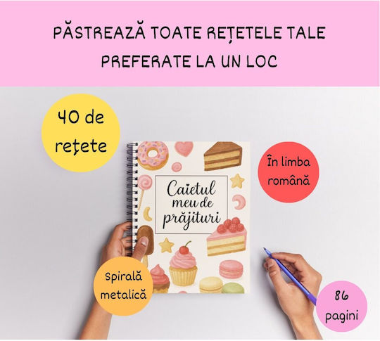 Caiet Spiral A5 Caietul De Rețete 43 Foi Roz