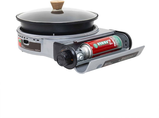 Set Aragaz Camping Oală Capac de Sticlă 2.3kw Putere Aprindere Electrică Gri + 3 Sticle 410ml Zts 5613_1