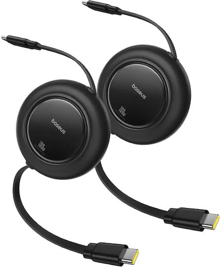 Baseus Retractable USB 2.0 Cable USB-C Male - USB-C 100W Black 2m P10364500113-08 2 Pieces