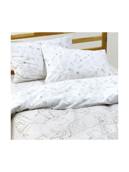 Kentia Single Cotton Sheet Set Canopy White-greige 160x270cm 3pcs