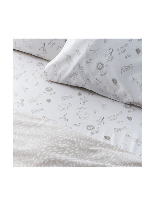 Kentia Single Cotton Sheet Set Canopy White-greige 160x270cm 3pcs