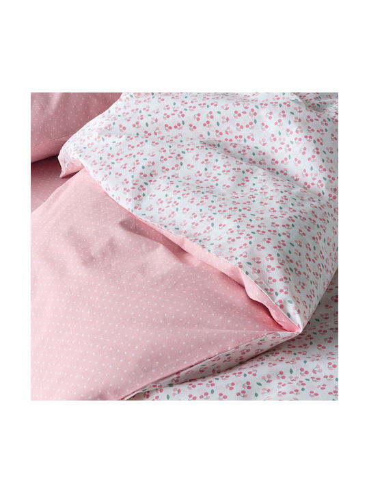 Kentia Single Cotton Sheet Set Cereza White-pink 160x245cm 3pcs