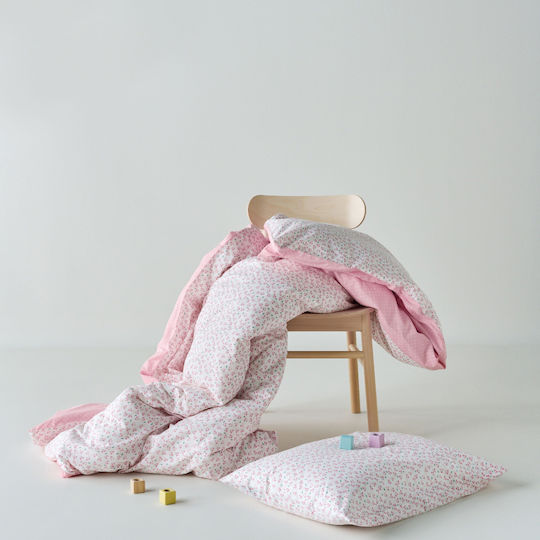 Kentia Σετ Σεντόνια Μονά Βαμβακερά Cereza White-pink 160x245cm 3τμχ