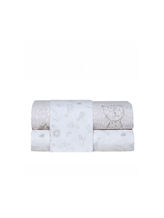Kentia Semi Double Cotton Sheet Set Canopy White-Greige 190x270cm 3pcs