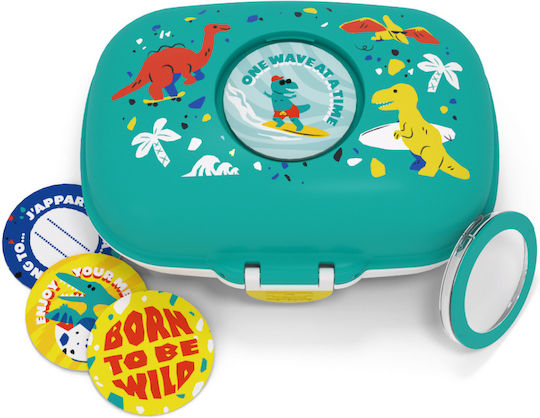 Monbento Cutie De Prânz Pentru Copii Din Plastic Dinozauri 0.6l Albastră