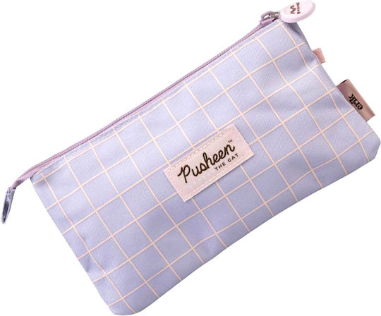 Pusheen Pencil Case 3 Compartments On Break Pattern Moments Collection Lavender