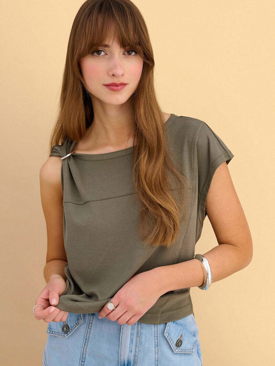 Women's Short Sleeve Blouse Green