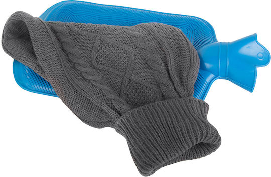 Hot Water Bottle in Gray with Cover for the Wrist 34x19cm 2000ml