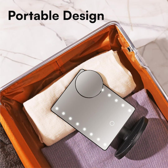 H&S Makeup Mirror Tabletop with Light 18.4x17.5cm Black