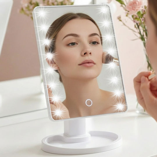 Avizar Led Standing Makeup Mirror Touchscreen 360° Rotation White