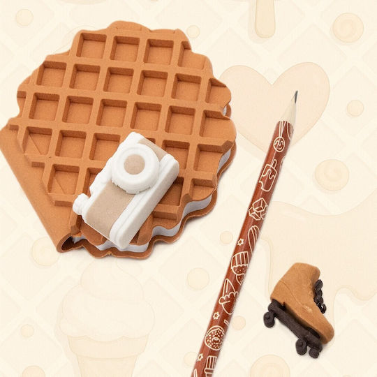 Waffle Journal Set Scented Accessories Zola 80-page Notebook Pencil 2 Erasers Salted Caramel Scent