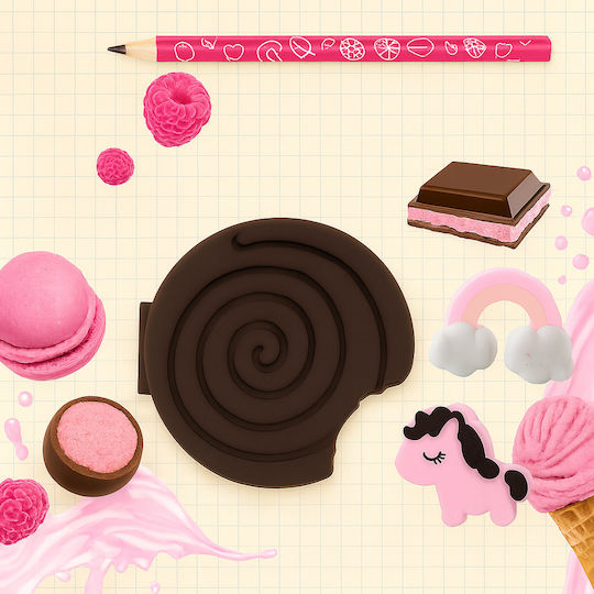 Cookie Journal Set Duftzubehör Zola 80-Seiten Notizbuch Bleistift 2 Radiergummis Schokoladen Himbeer Aroma